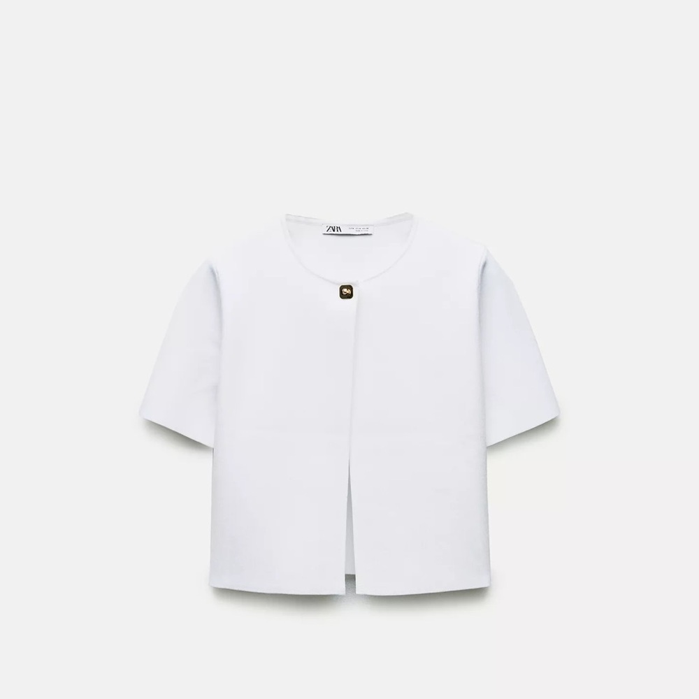 NWT Zara smooth knit crop cardigan in White size S